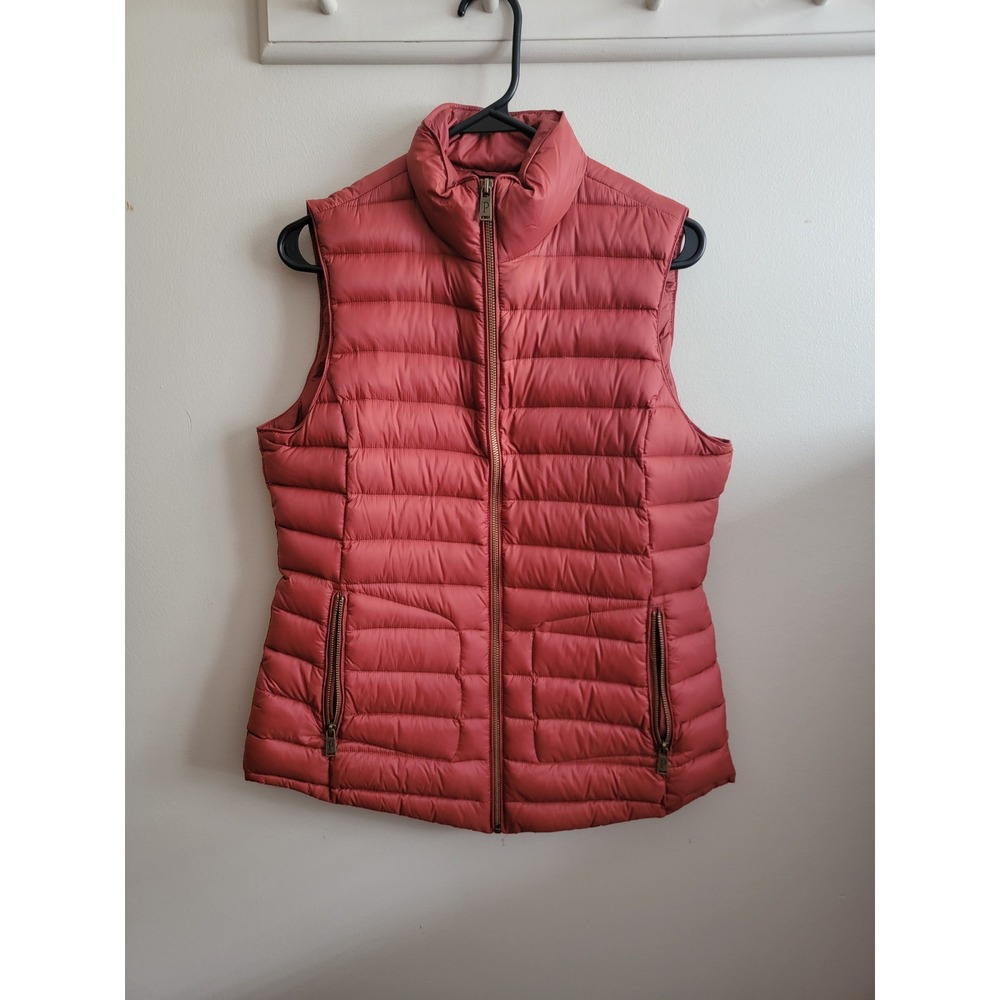 Pendleton Womens Rust Orange Quilted Puffer Vest Full Zip Small